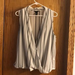 Sheer sleeveless V-neck blouse
